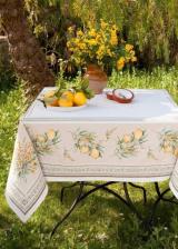 Tissus Toselli Jacquard Tablecloth MENTON jaune vert 145 x 250 cm