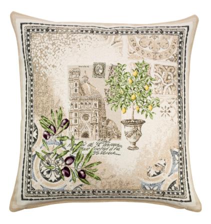 Tissus Toselli Jacquard pagalvės užvalkalas RIVIERA Ecru Lin  45x45cm