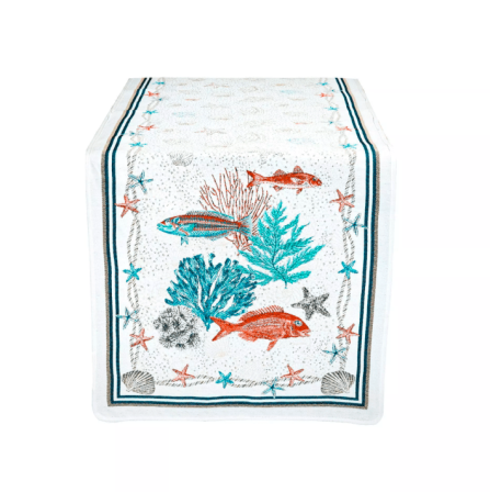 Tissus Toselli Jacquard takelis BONIFACIO ecru 170 x 50 cm