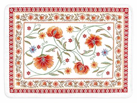 Tissus Toselli žakardiniai padėkliukai SILLANS ecru rouge 50 x 37 cm 2 vnt
