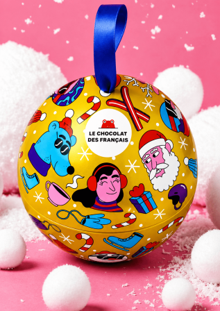 Le chocolate des Francais Tin box Christmas ball 120 g  (pre-order)