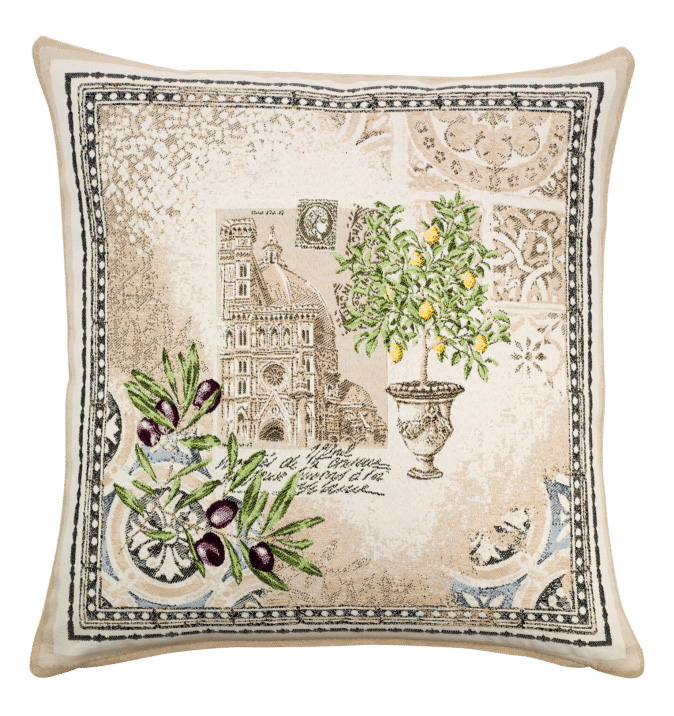 Tissus Toselli Jacquard pagalvės užvalkalas RIVIERA Ecru Lin  45x45cm