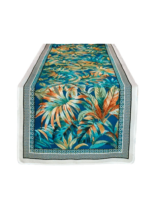 Tissus Toselli Jacquard takelis MOOREA bleu 170 x 50 cm