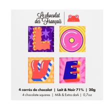 Le Chocolat des Français Dark & Milk Chocolate „Love“ 20 g