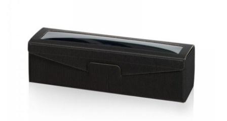 Gift box for 1 bottle fluted with window black colour