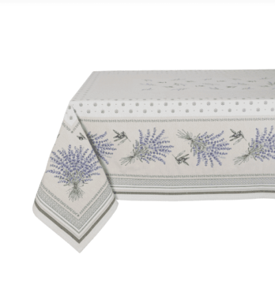 Tissus Toselli Jacquard tablecloth CASTILLON lavande 155 x 260 cm