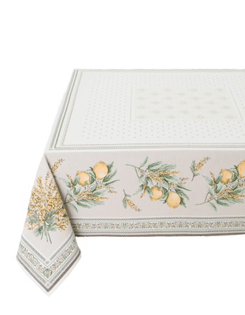 Tissus Toselli Jacquard tablecloth MENTON jaune vert 145 x 300 cm