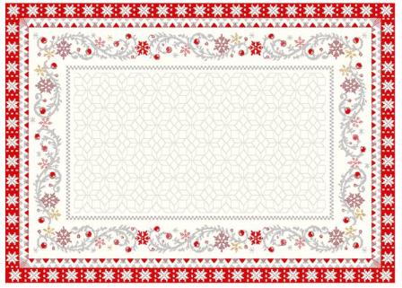 Tissus Toselli Jacquard padėkliukai MINUIT ecru rouge 50 x 37 cm