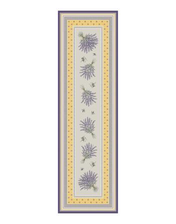 Tissus Toselli Jacquard table runner CASTILLON jaune 170 x 50 cm 