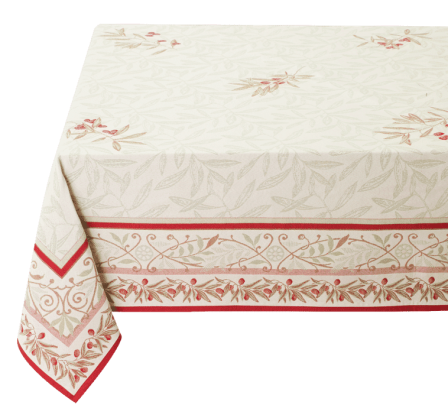Tissus Toselli Jacquard tablecloth AURIOL lin ecru 145 x 250 cm