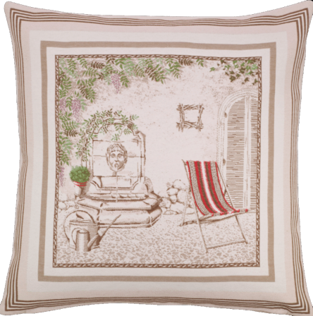 Tissus Toselli Jacquard cushion cover GORDES lin ecru 45 x 45 cm