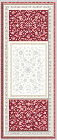 Tissus Toselli Jacquard takelis HIMALAYA ecru rouge 170 x 50 cm