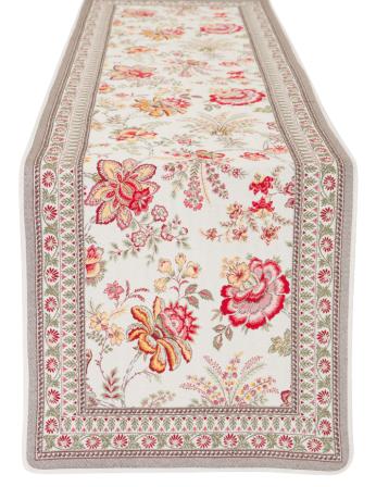 Tissus Toselli Jacquard table runner GARANCE jaune rouge 170 x 50 cm 