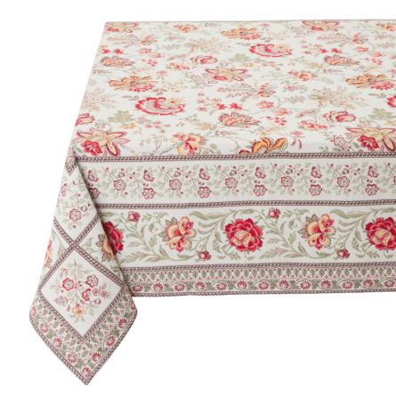 Tissus Toselli Jacquard tablecloth GARANCE jaune rouge 145 x 260 cm