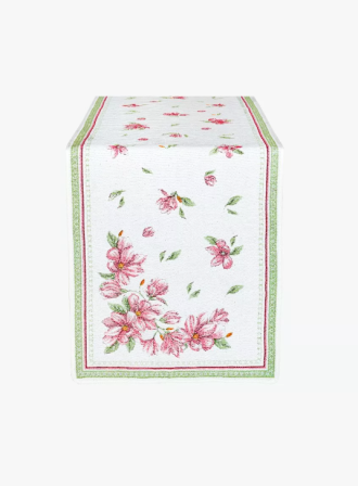 Tissus Toselli Jacquard table runner MAGNOLIA rose 170 x 50 cm