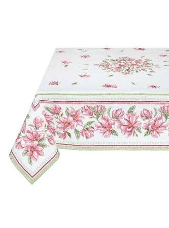 Tissus Toselli Jacquard staltiesė MAGNOLIA rose 145 x 250 cm