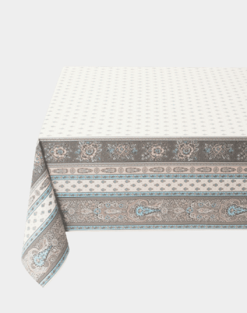 Tissus Toselli Imprime tablecloth BASTIDE turquoise 155 x 200 cm