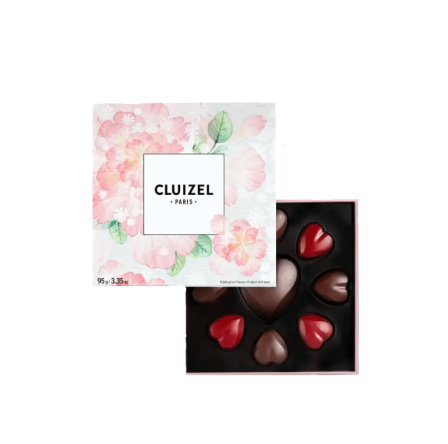 Michel Cluizel šokoladinių širdelių rinkinys „Precious Flowers“ 95 g