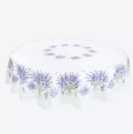 Tissus Toselli tablecloth BONNIEUX blanc 180 Ø