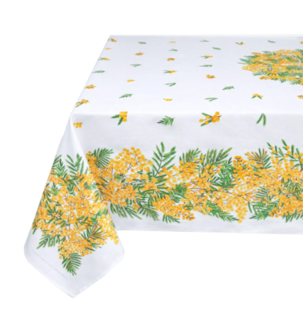 Tissus Toselli tablecloth MIMOSA blanc 155 x 200 cm