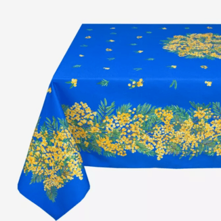 Tissus Toselli tablecloth MIMOSA bleu 155 x 200 cm