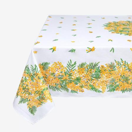 Tissus Toselli tablecloth MIMOSA blanc 155 x 250 cm