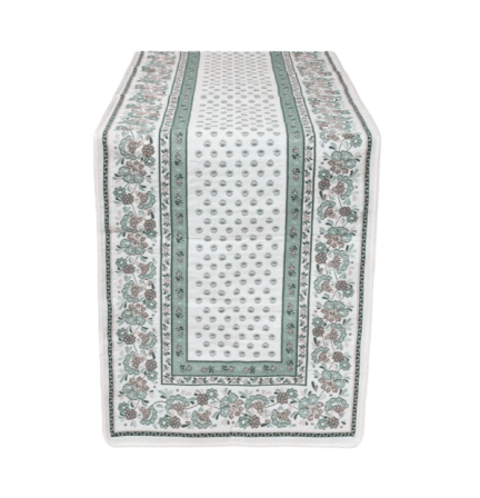 Tissus Toselli Jacquard runner ALPILLES SAUGE 170 X 50 cm