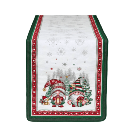 Tissus Toselli Jacquard runner NAINS blanc 170 x 50 cm