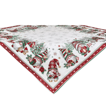 Tissus Toselli Jacquard tablecloth NAINS blanc 145 x 145 cm