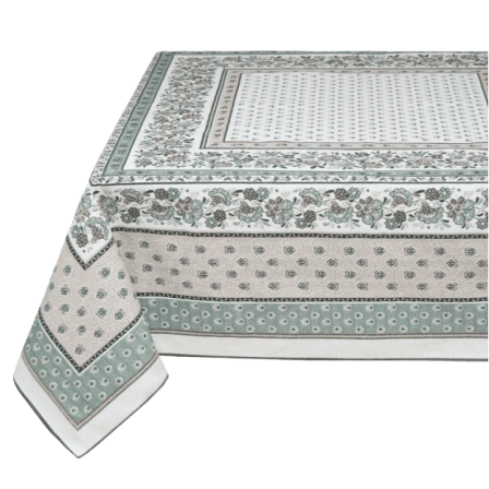 Tissus Toselli Jacquard tablecloth ALPILLES sauge 145 x 250 cm