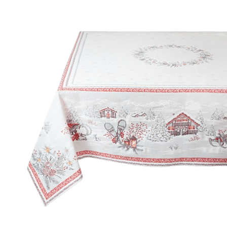 Tissus Toselli Jacquard Tablecloth SAVOIE perle 145 x 145 cm