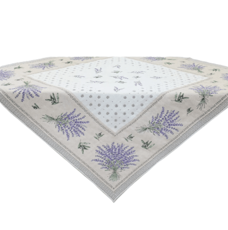 Tissus Toselli  Jacquard tablecloth CASTILLON Lin 100 x 100 cm