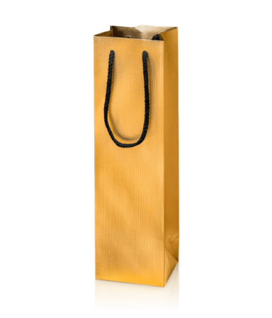 Dovanų maišelis 1 buteliui auksinis