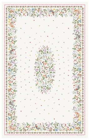 Tissus Toselli Tablecloth PROVANCE PRINTEMPS blanc 155 x 250 cm