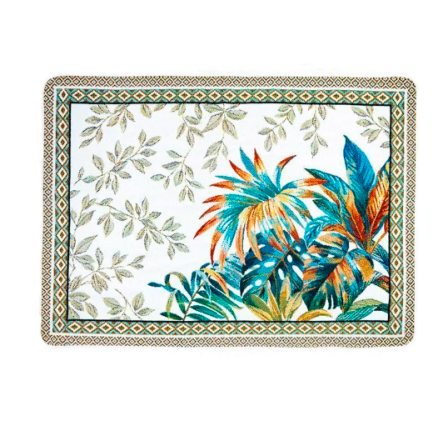 Tissus Toselli Jacquard padėkliukai MOOREA blanc 50 x 37 cm