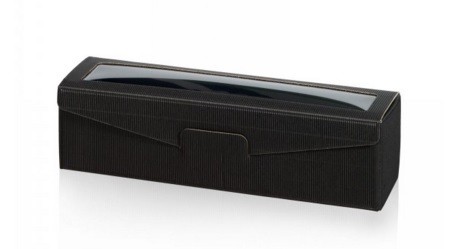 Gift box for 1 bottle fluted with window black colour