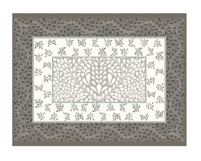 Tissus Toselli Jacquard Placemats AUBRAC Taupe Bleu 50 x 37 cm 2 units