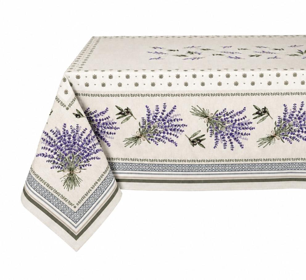 Tissus Toselli Jacquard Tablecloth CASTILLON Lavande 145 x 260 cm
