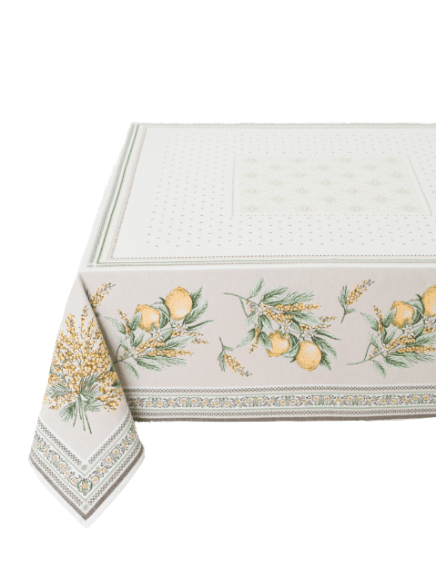 Tissus Toselli Jacquard staltiesė MENTON jaune vert 145 x 300 cm