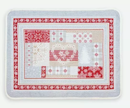 Tissus Toselli Jacquard padėkliukas HIMALAYA ecru rouge 50 x 37 cm