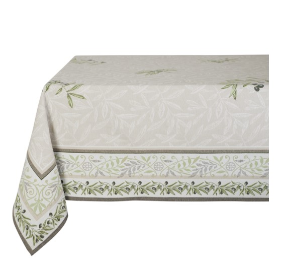 Tissus Toselli Jacquard tablecloth AURIOL lino 145 x 145 cm
