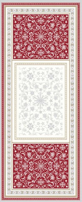 Tissus Toselli Jacquard takelis HIMALAYA ecru rouge 170 x 50 cm