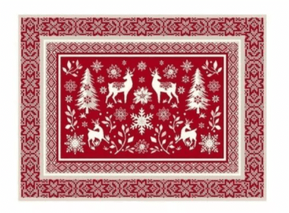 Tissus Toselli Jacquard padėkliukai VALLEE rouge 50 × 37 cm