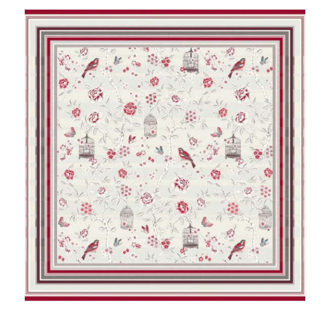 Tissus Toselli Jacquard staltiesė BAGATELLE perle 145 x 145 cm