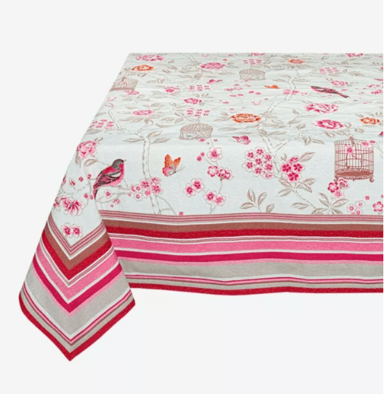 Tissus Toselli Jacquard staltiesė BAGATELLE ecru rose 145 x 250 cm