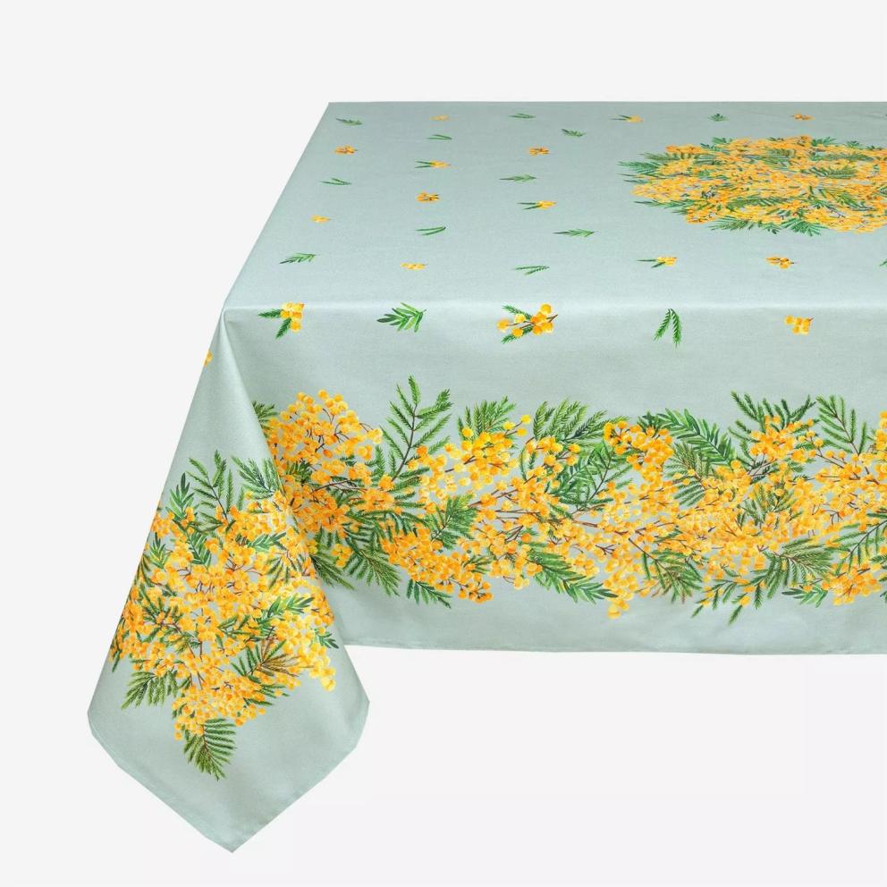 Tissus Toselli tablecloth MIMOSA vert 155 x 200 cm