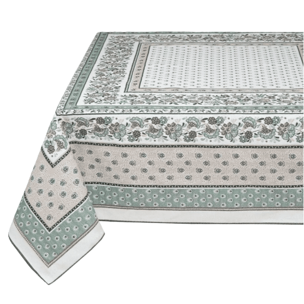 Tissus Toselli Jacquard tablecloth ALPILLES sauge 145 x 250 cm