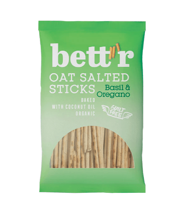 Bett'r ekologiškos sūdytos avižų lazdelės su bazilikais ir raudonėliais 50 g