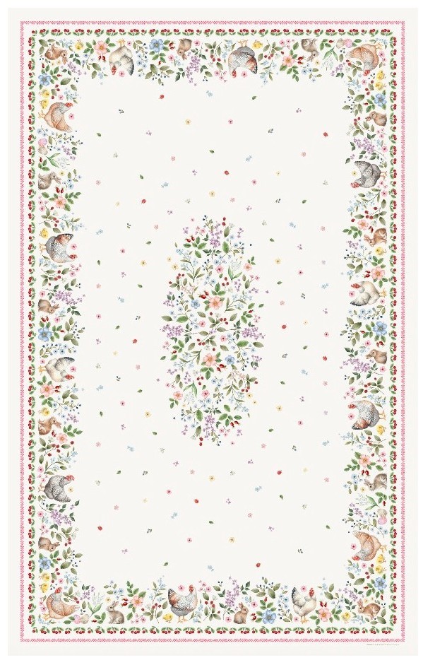 Tissus Toselli Tablecloth PROVANCE PRINTEMPS blanc 155 x 250 cm