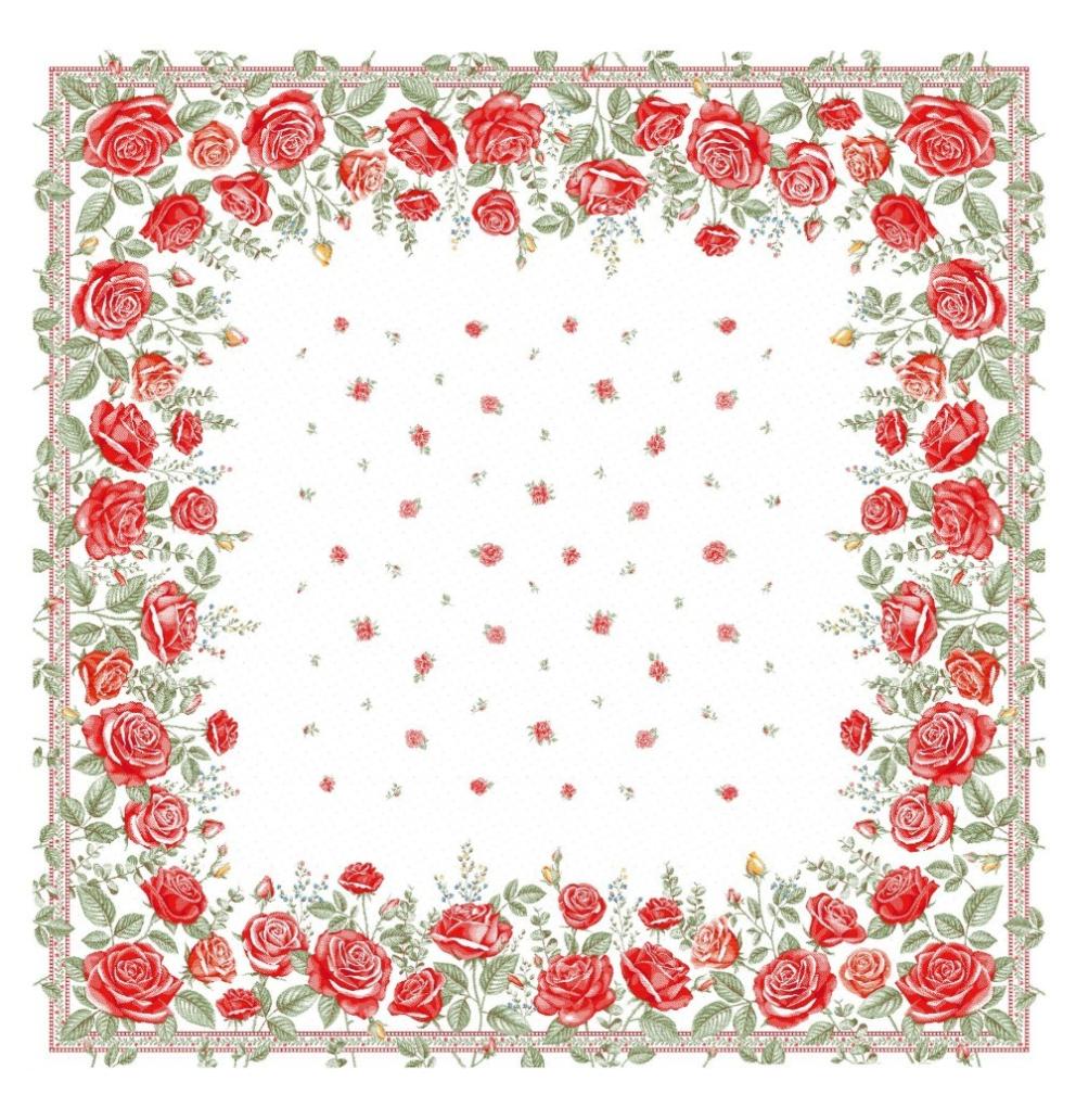 Tissus Toselli žakardinė staltiesė RONSARD rouge 145 x 250 cm